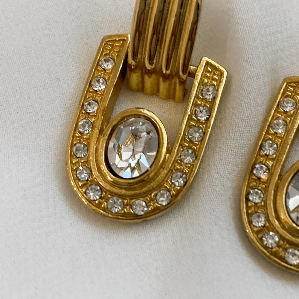 VTG Gold U Shape Door Knocker Earrings